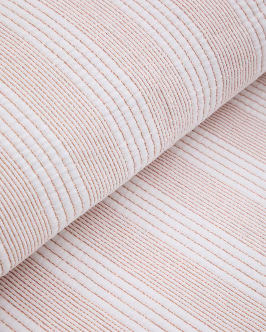 Copriletto Macie 100% cotone a righe arancioni e beige per letto 90/135 cm