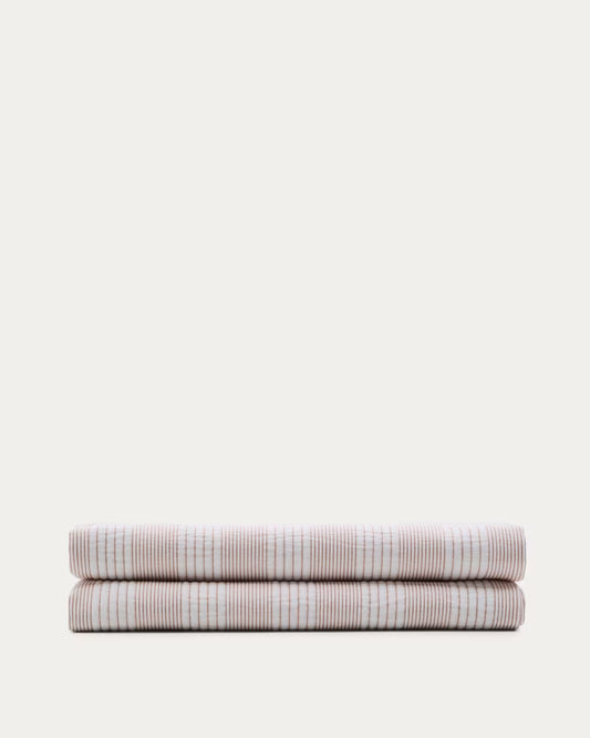 Copriletto Macie 100% cotone a righe rosse e beige per letto 150/160 cm