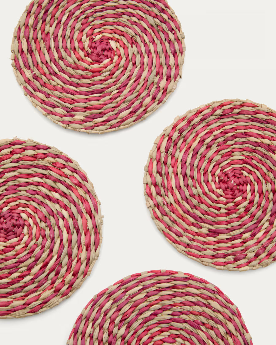 Set di 4 sottobicchieri in seagrass rosso