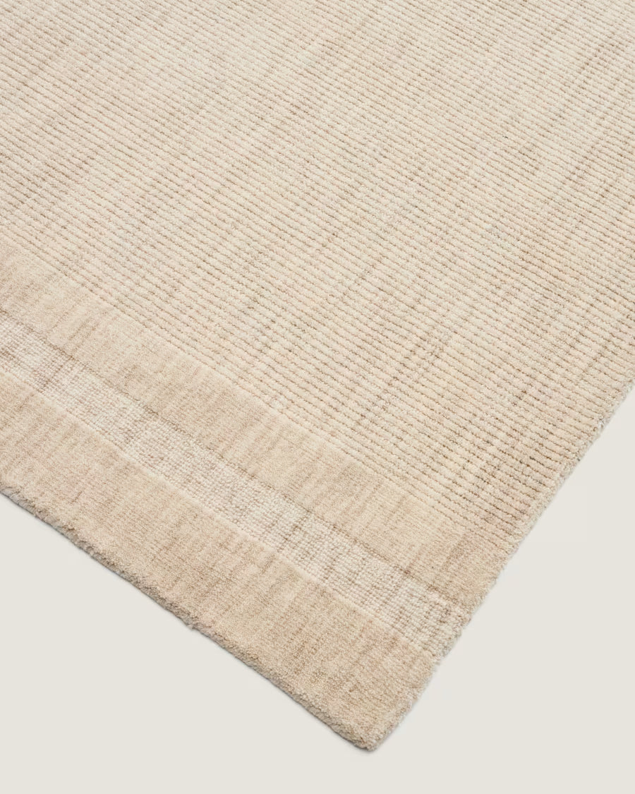 Tappeto Dalena in lana jacquard a righe beige 300 x 200 cm