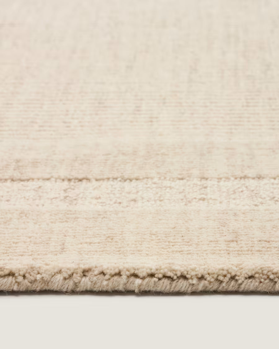 Tappeto Dalena in lana jacquard a righe beige 300 x 200 cm