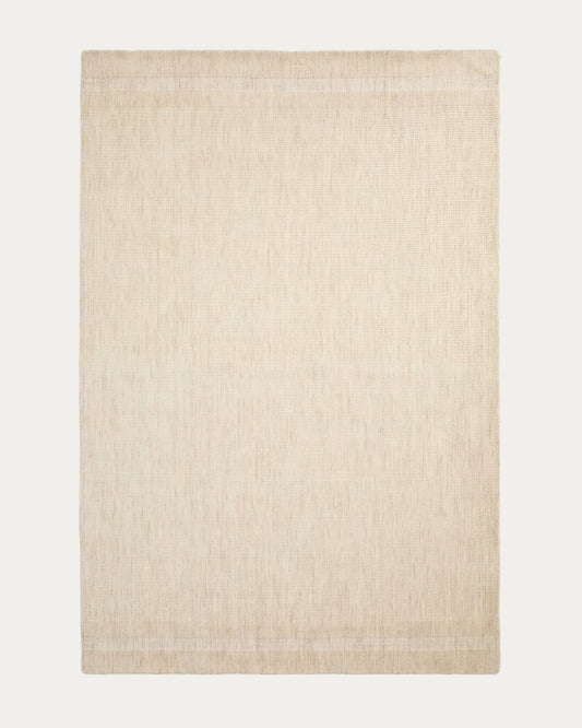 Tappeto Dalena in lana jacquard a righe beige 300 x 200 cm