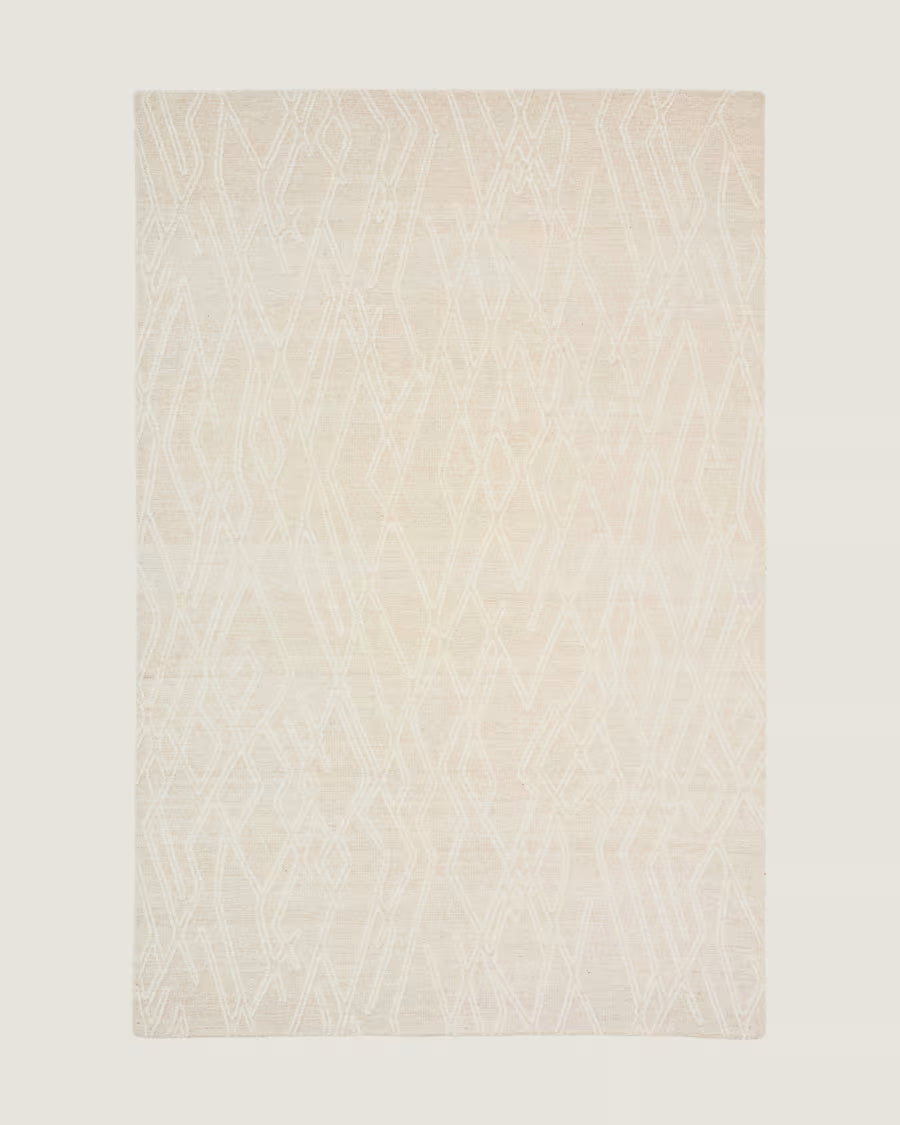 Tappeto Selira in lana beige con effetto ricamato 300 x 200 cm