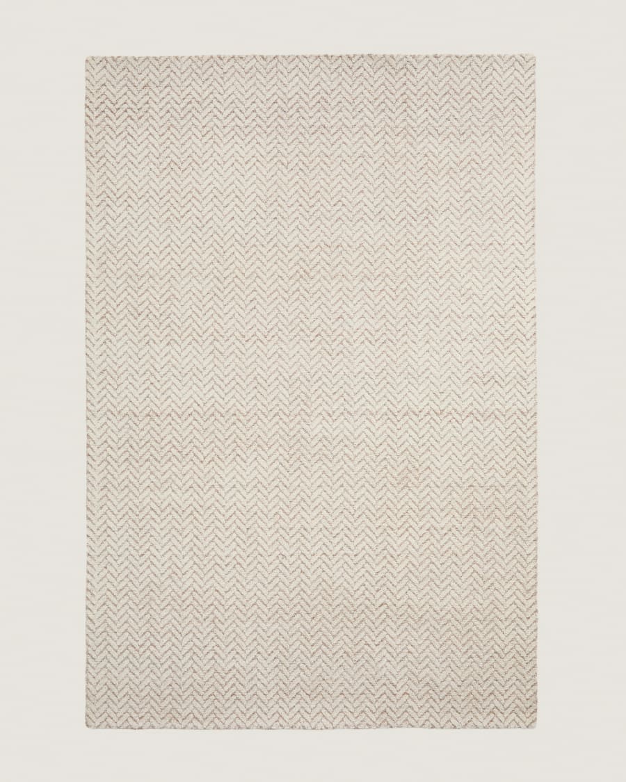 Tappeto Calira in lana jacquard intrecciata beige 300 x 200 cm