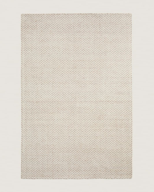 Tappeto Calira in lana jacquard intrecciata beige 300 x 200 cm