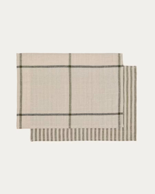Set Jarne di 2 tovagliette in lino beige e verde 35 x 50 cm  16,50 €