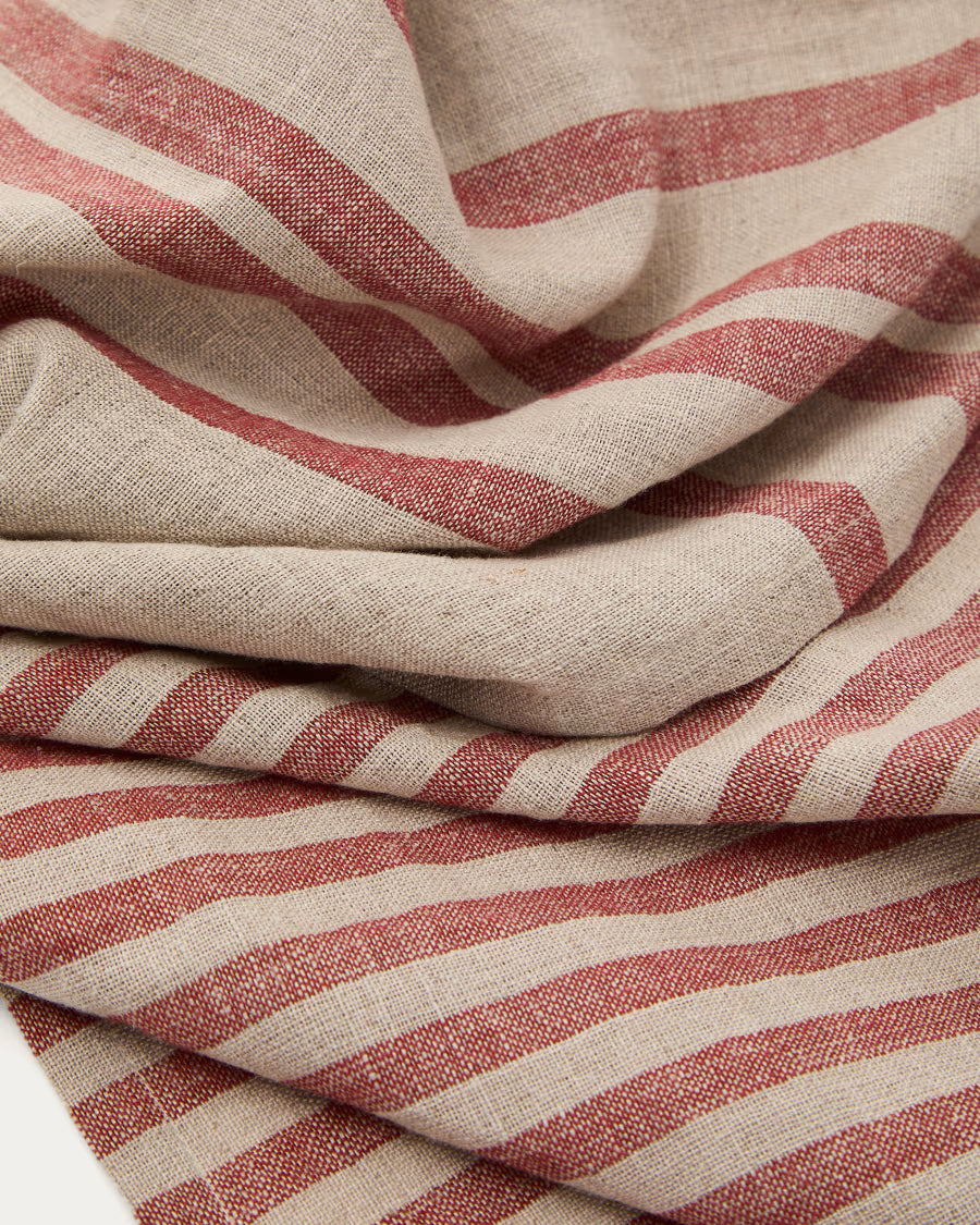 Set Jarne di 2 tovagliette in lino beige e rosso 35 x 50 cm