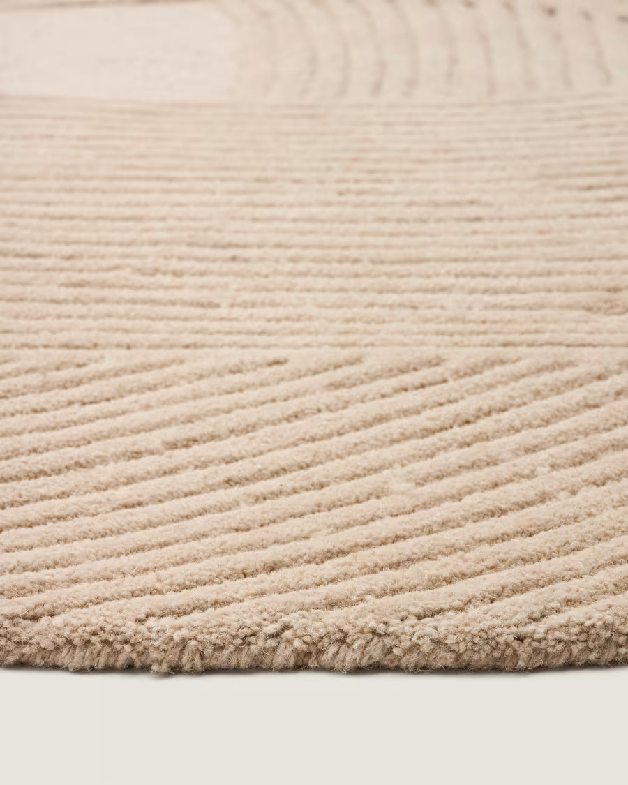 Tappeto Domm di lana beige 160 x 230 cm