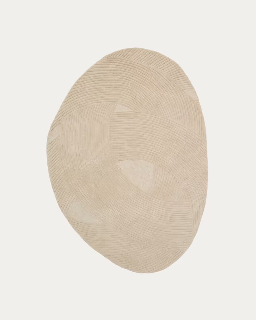 Tappeto Domm di lana beige 160 x 230 cm