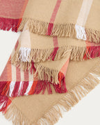 Runner da tavola Davia in 100% cotone rosso a righe con frange 50 x 150 cm