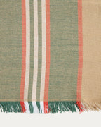 Runner da tavola Davia in 100% cotone verde a righe con frange 50 x 150 cm