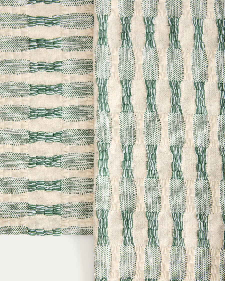 Set di 2 tovagliette Coren 100% cotone jacquard verde a contrasto 35 x 50 cm