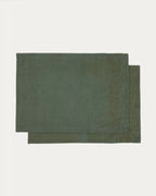 Set di 2 tovagliette Flia in lino e cotone verde con ricamo in lurex verde 30 x 50 cm