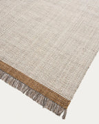 Tappeto Brina in lana jacquard a spina di pesce beige 230 x 160 cm
