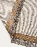 Tappeto Brina in lana jacquard a spina di pesce beige 230 x 160 cm