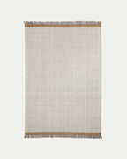 Tappeto Brina in lana jacquard a spina di pesce beige 230 x 160 cm
