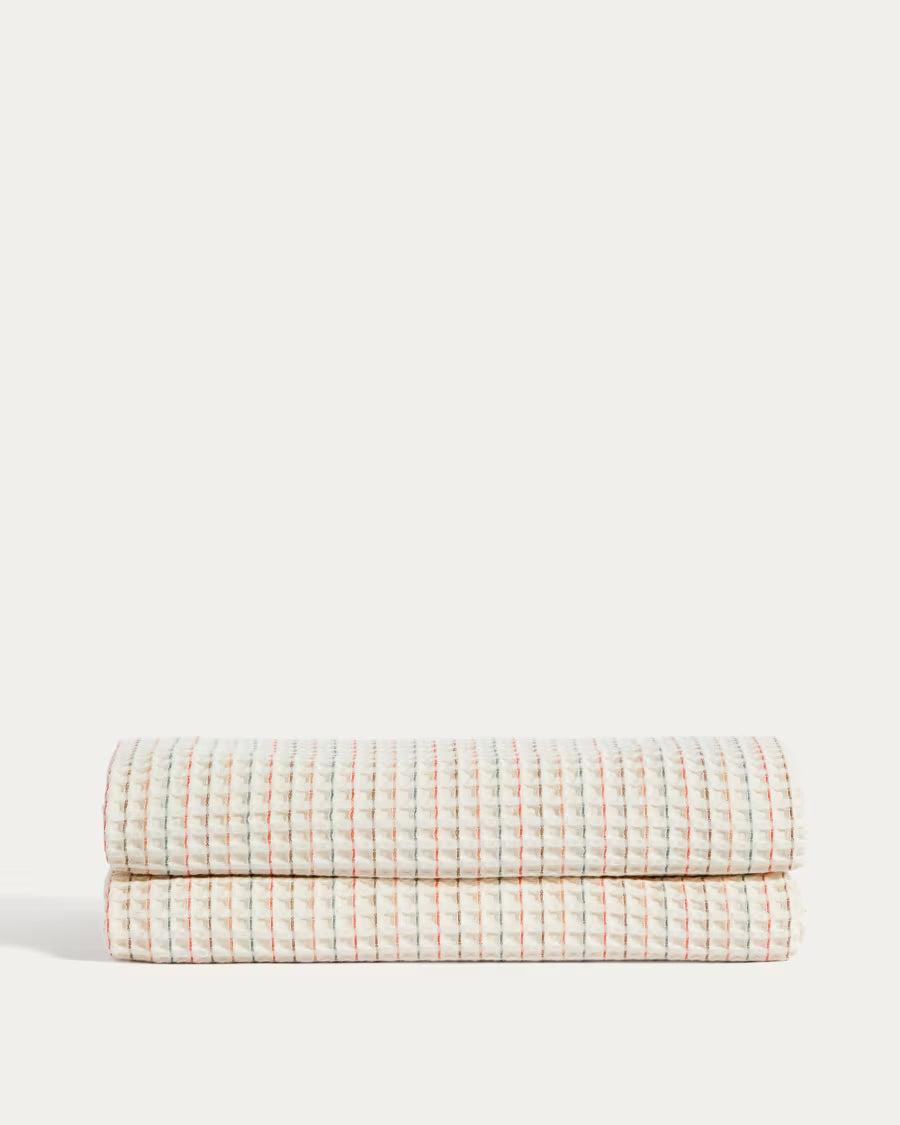 Trapunta Wufy 100% cotone waffle a righe multicolore per culla convertibile