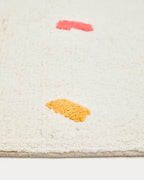 Tappeto Epifania in 100% cotone bianco con pois multicolore 90 x 150 cm