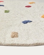 Tappeto rotondo Epifania 100% cotone bianco con pois multicolore Ø 100 cm