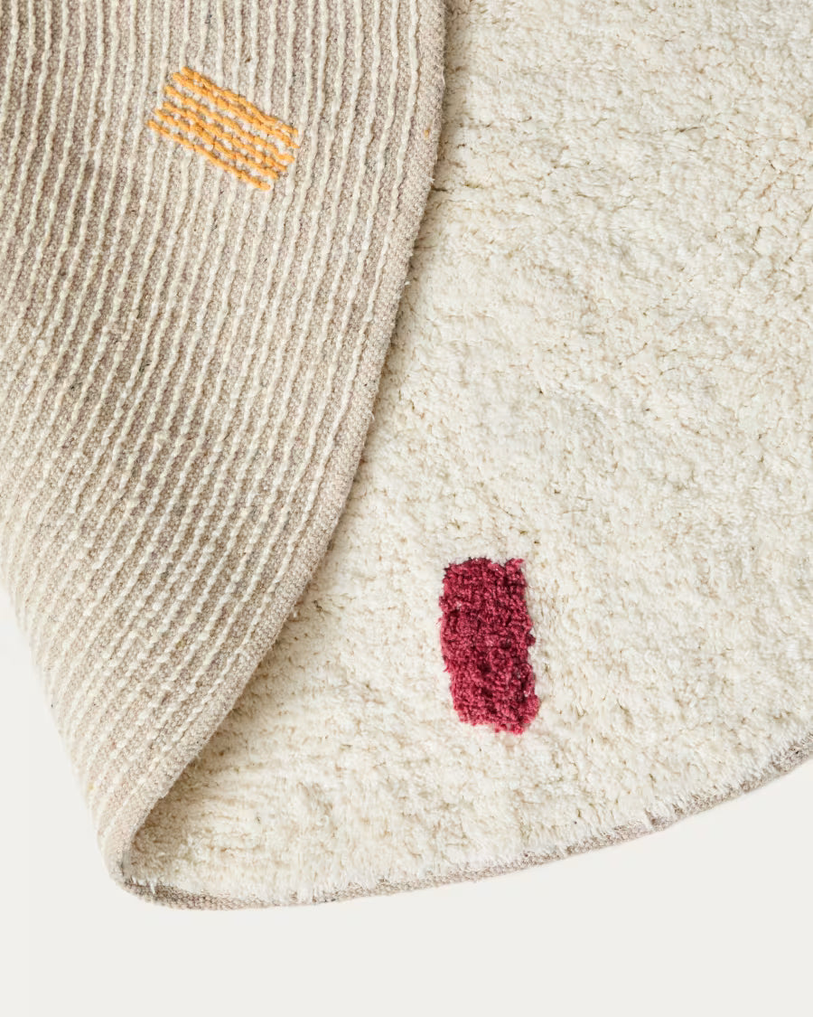 Tappeto rotondo Epifania 100% cotone bianco con pois multicolore Ø 100 cm