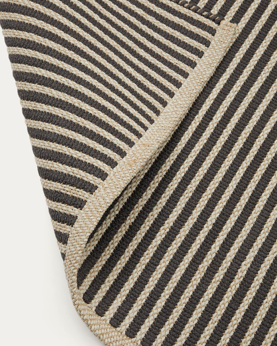 Tappeto Satanca in fibre sintetiche a righe beige e nere 160 x 230 cm