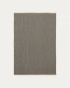 Tappeto Satanca in fibre sintetiche a righe beige e nere 160 x 230 cm