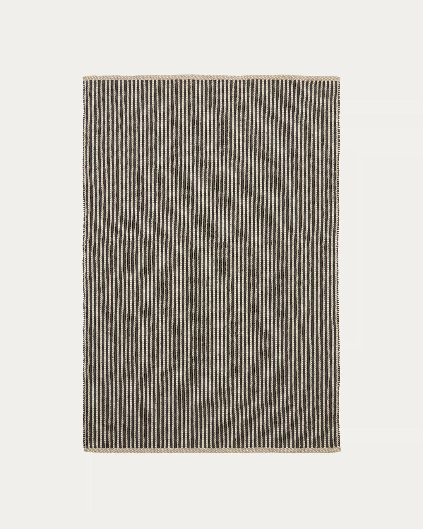Tappeto Satanca in fibre sintetiche a righe beige e nere 160 x 230 cm