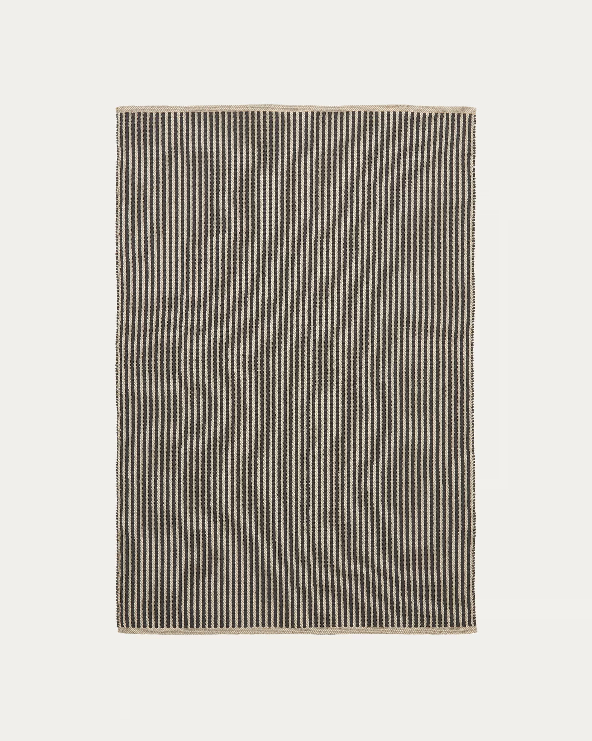 Tappeto Satanca in fibre sintetiche a righe beige e nere 160 x 230 cm