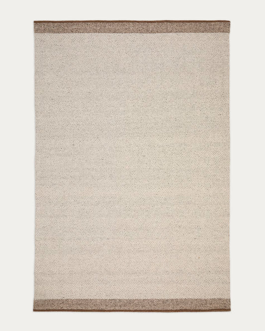Tappeto Nifelia jacquard in lana beige 200 x 300 cm