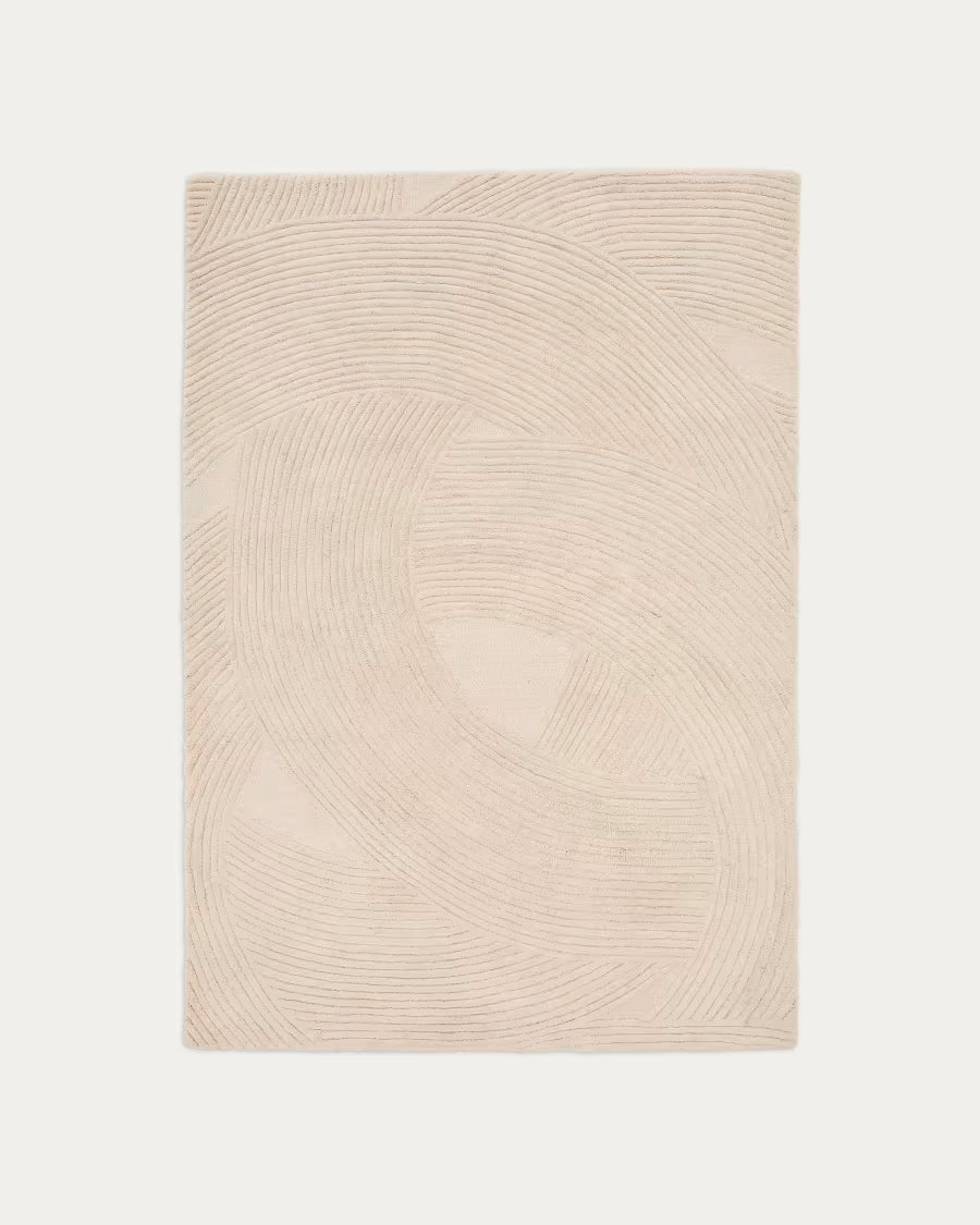 Tappeto Domm di lana beige 160 x 230 cm