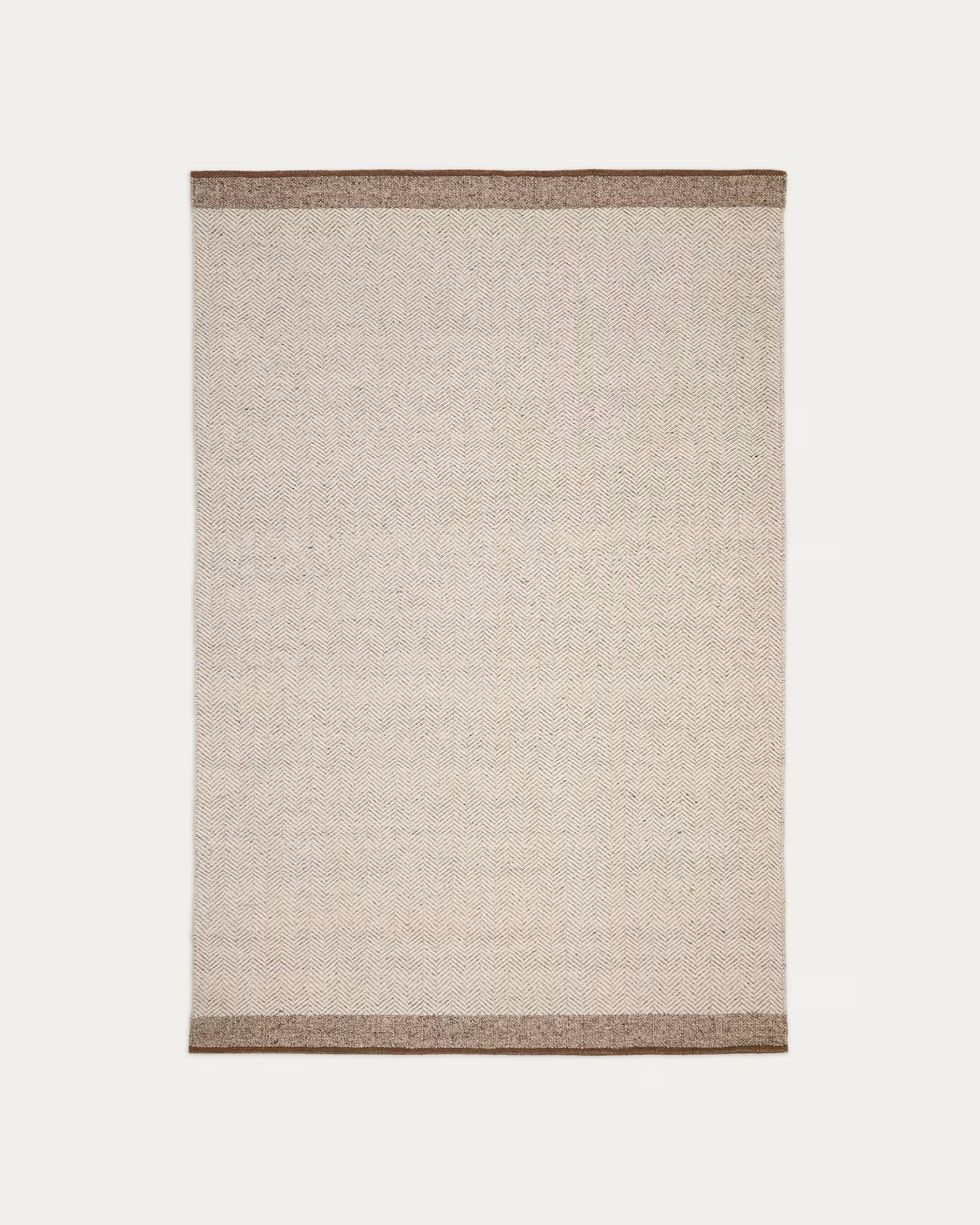 Tappeto Nifelia jacquard in lana beige 160 x 230 cm
