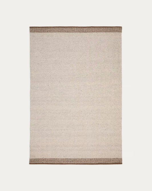 Tappeto Nifelia jacquard in lana beige 160 x 230 cm