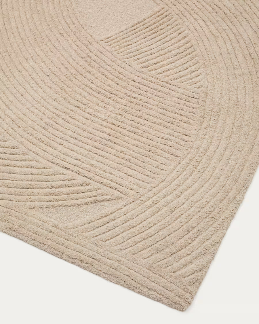 Tappeto Domm di lana beige 200 x 300 cm