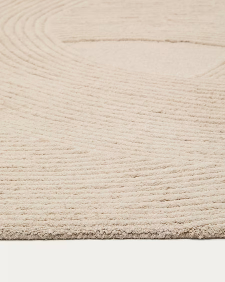 Tappeto Domm di lana beige 200 x 300 cm