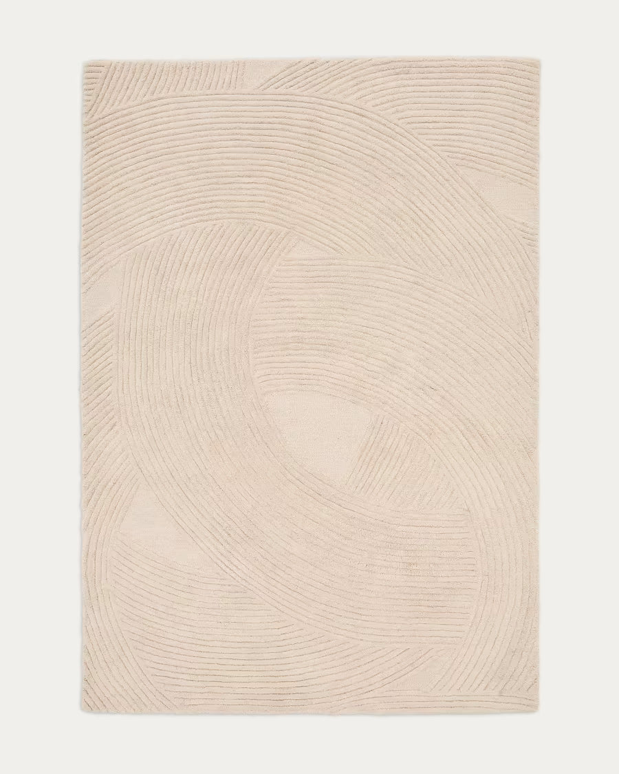 Tappeto Domm di lana beige 200 x 300 cm