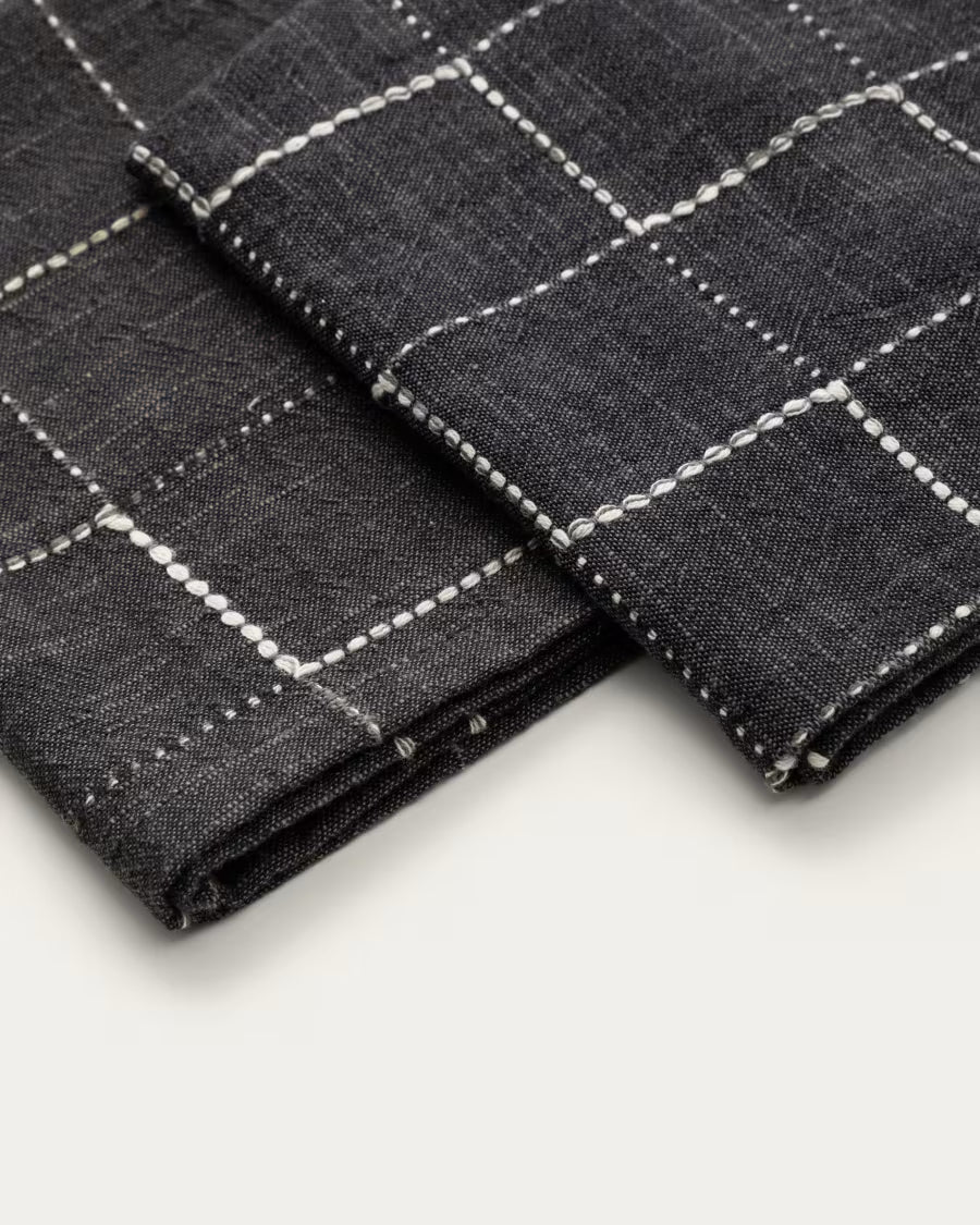 Set Ersen di 2 tovaglioli 100% cotone nero