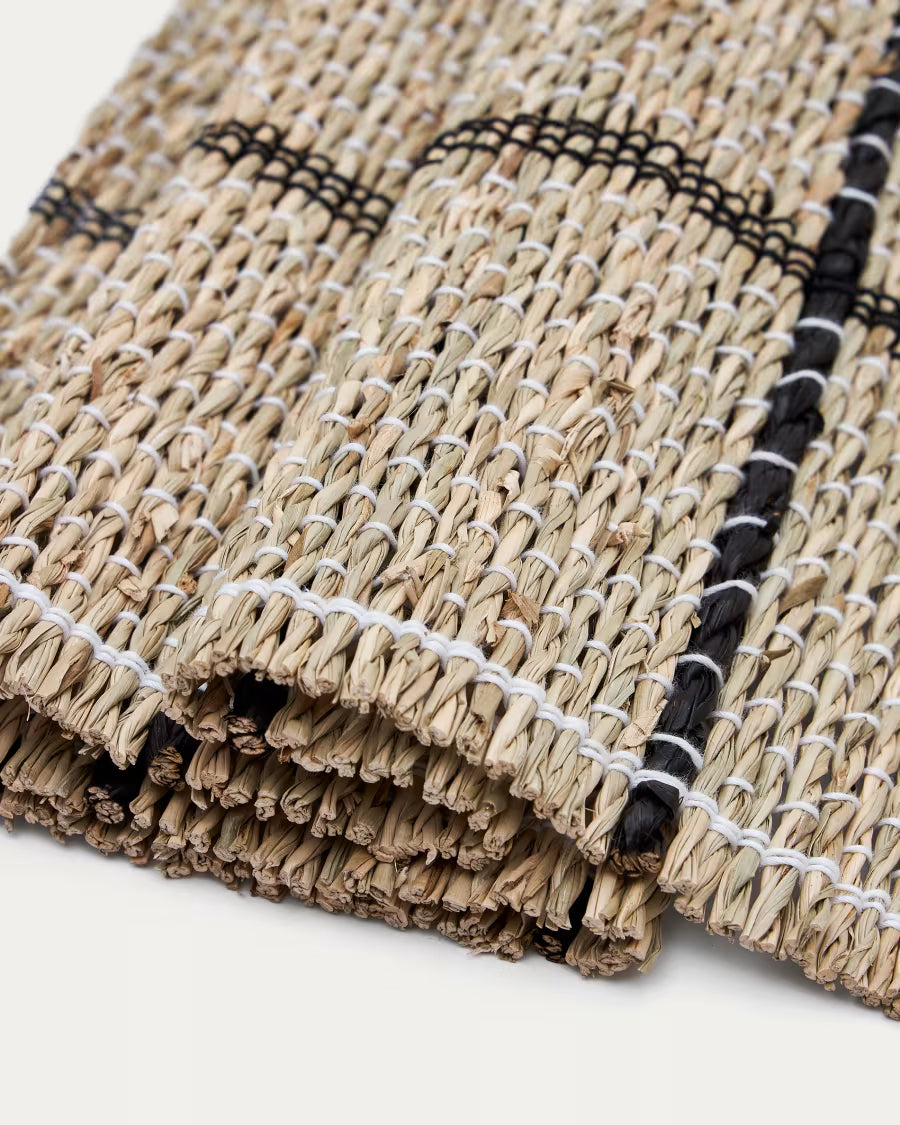 Set Uya da 2 tovagliette all’americana in fibre naturali con finitura naturale e nera 33,5 x 49 cm