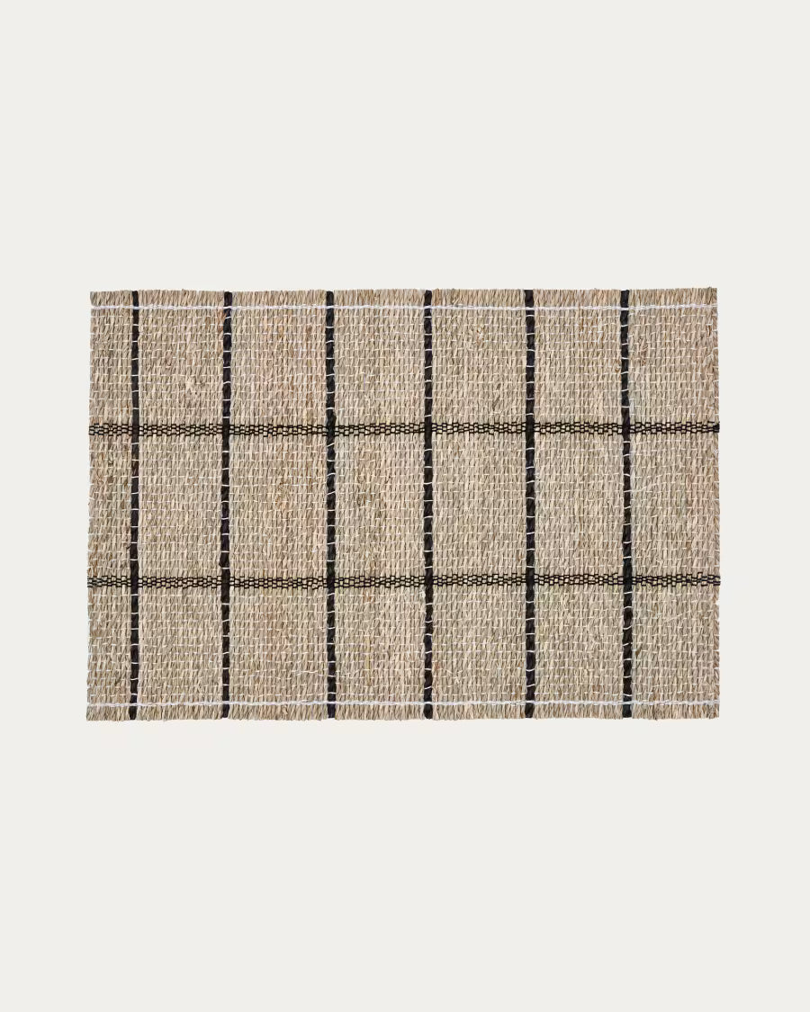 Set Uya da 2 tovagliette all’americana in fibre naturali con finitura naturale e nera 33,5 x 49 cm