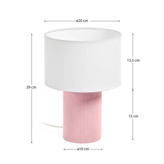 Lampada da tavolo Bianella in cotone e velluto rosa