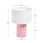 Lampada da tavolo Bianella in cotone e velluto rosa
