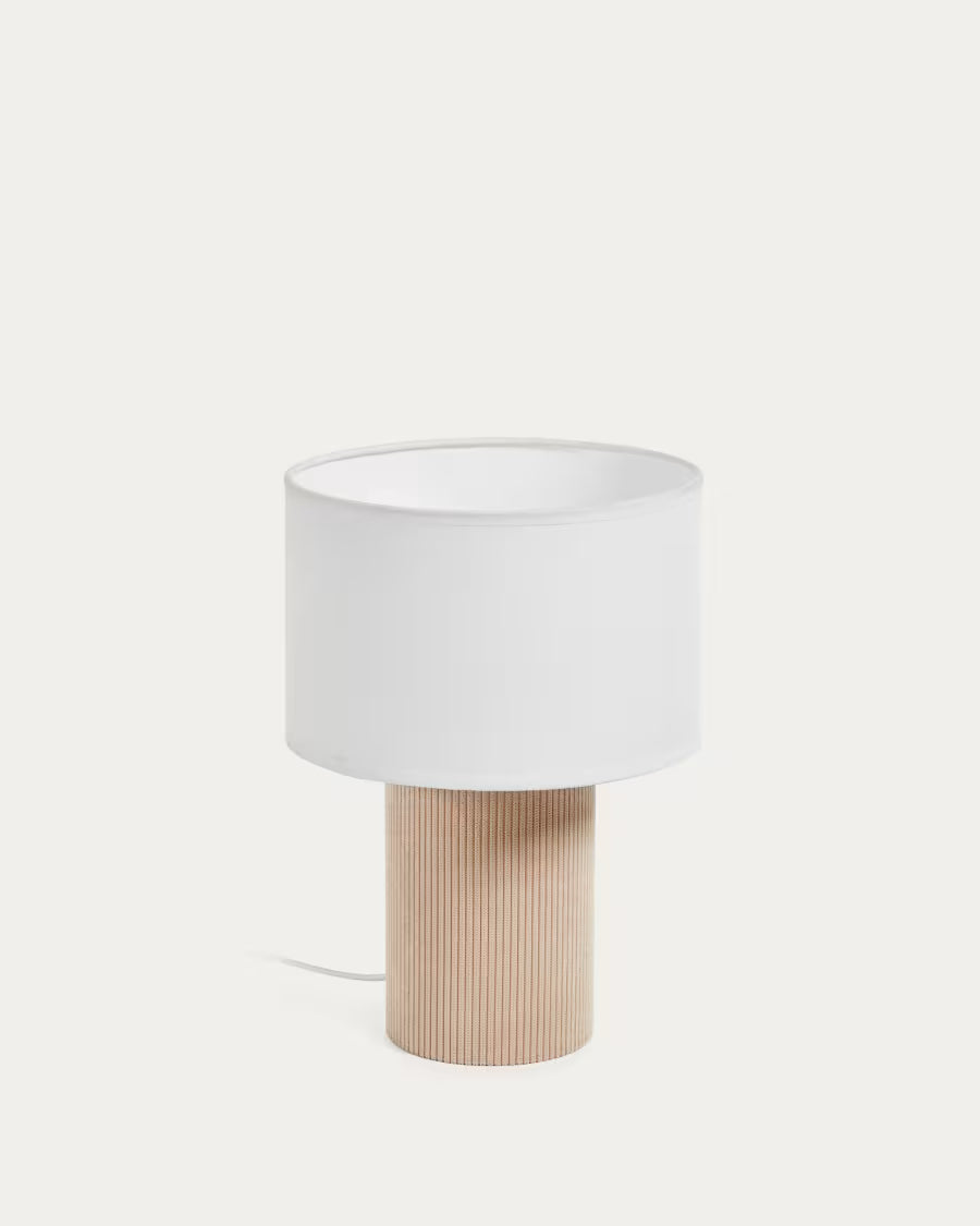 Lampada da tavolo Bianella in velluto a coste beige
