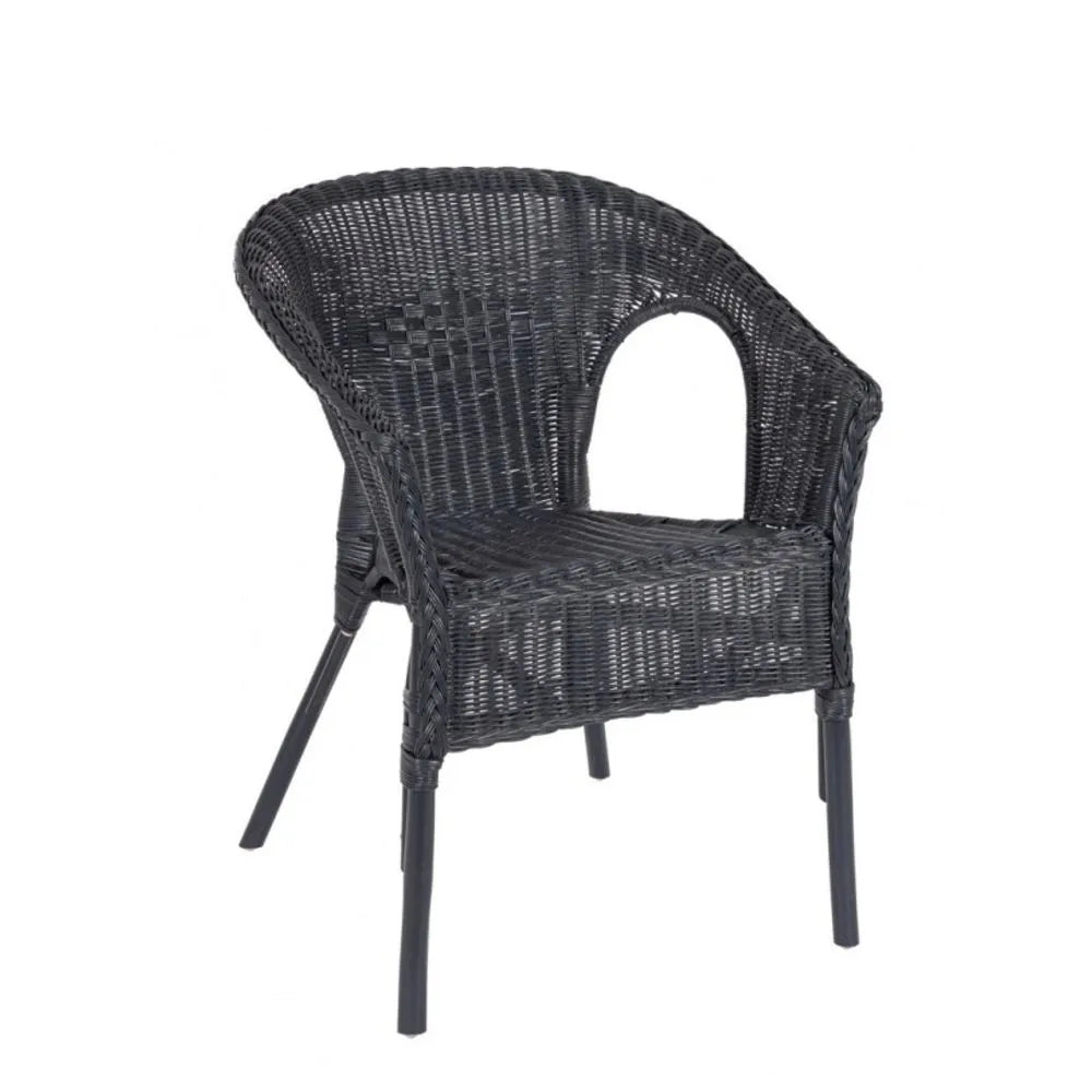 Set di 4 poltrone ALLISS in rattan Nero, impilabile