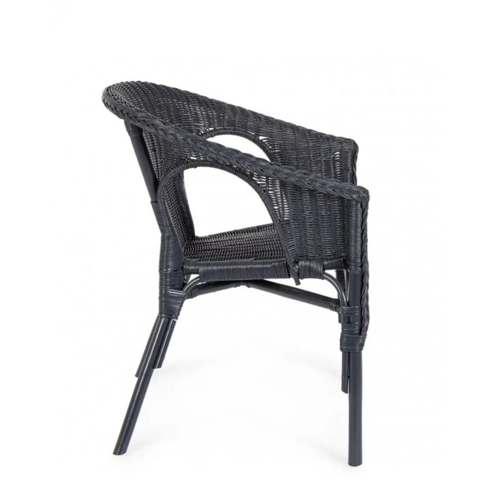 Set di 4 poltrone ALLISS in rattan Nero, impilabile