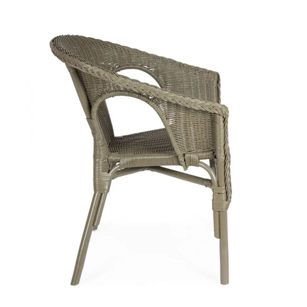 Set di 4 poltrone ALLISS in rattan verde, impilabile