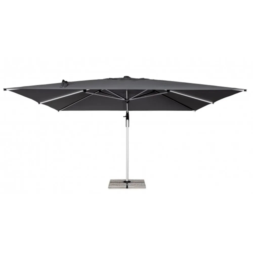 Ombrellone a sospensione ARIES con palo in alluminio anodizzato e telo grigio scuro 3×4