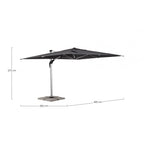 Ombrellone a sospensione ARIES con palo in alluminio anodizzato e telo grigio scuro 3×4