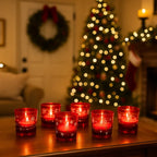 Set da 6 bicchieri in vetro "RED GLASS" da 330 ml decorazione moderna