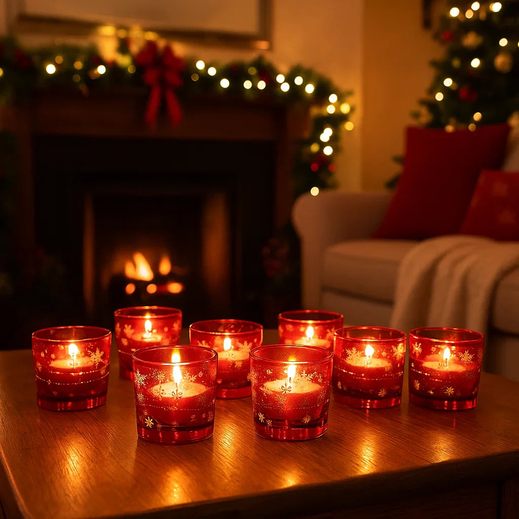 Set da 6 bicchieri in vetro "RED GLASS" da 330 ml decorazione moderna