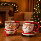 Tazza  in ceramica con manico e decorazione natalizia