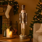 Statuetta soldato schiaccianoci con trombetta in resina h 52 cm